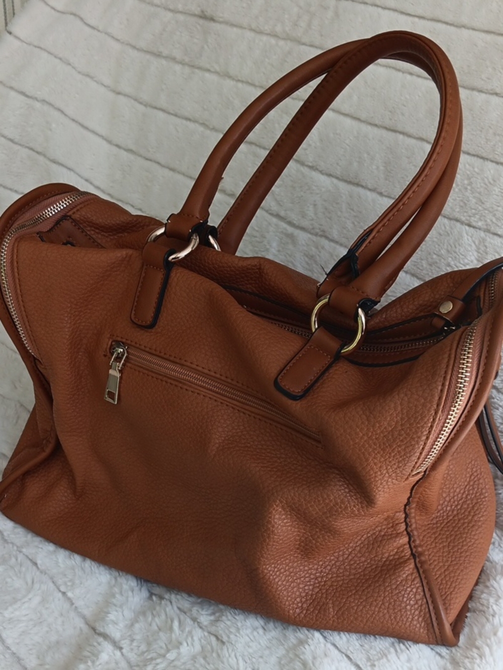 Structured Cognac Tote Bag with Dual Handles
